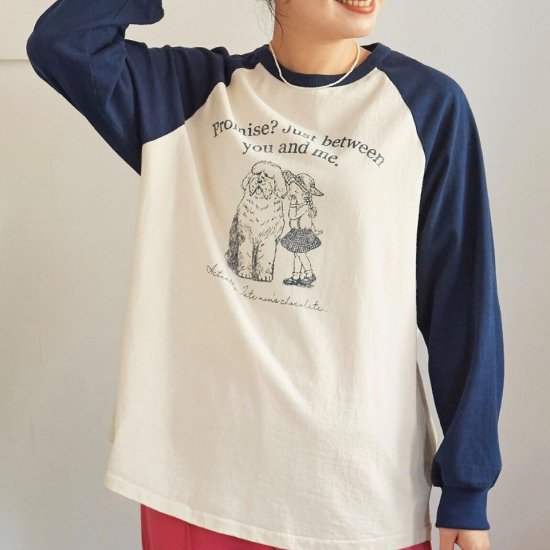 CHILD WOMAN - 「大型犬と子供」ラグラン袖Tシャツ (0101CT001241)(正規取扱品)
