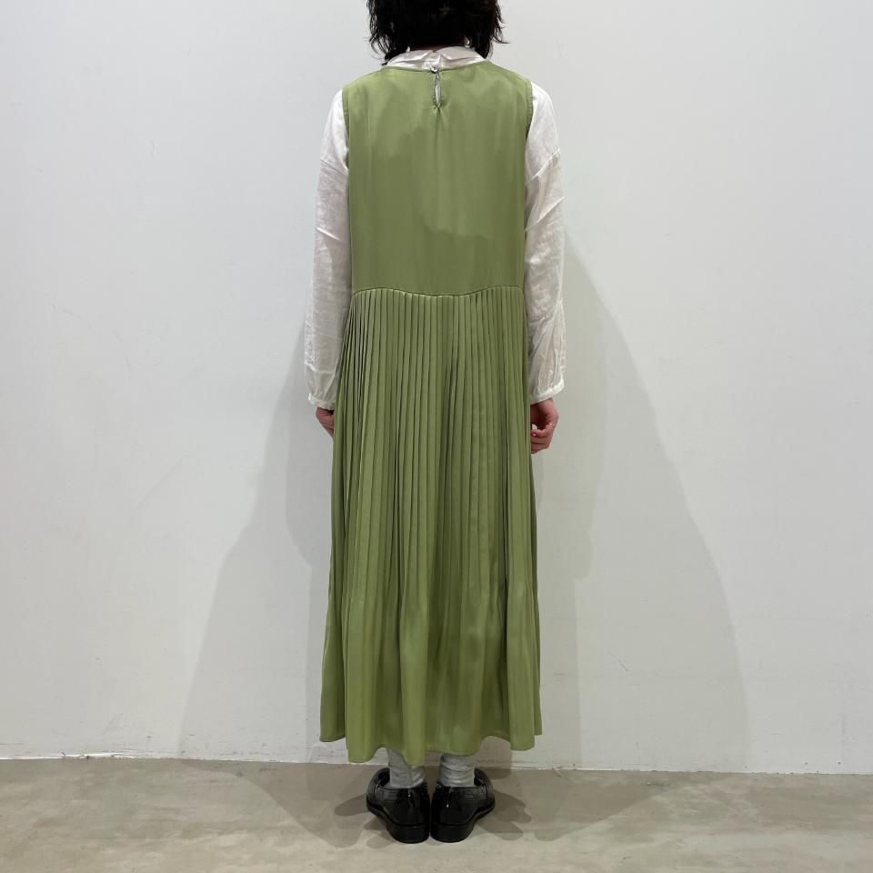 【ROPÉ】サテン風ノースリーブワンピース ROPÉ】サテン風ノースリーブワンピース