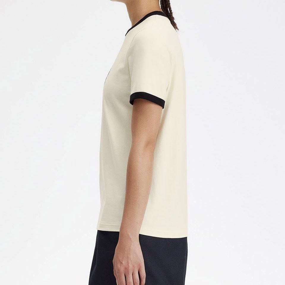 トップス FredPerry Cropped Ribbed T-Shirt - Oatmeal | Women's Shirts | Checked