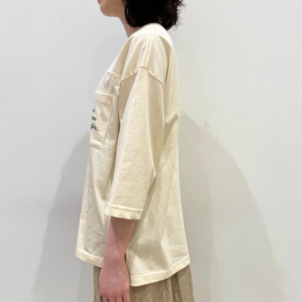 sosotto - プレーティング天竺/胸切替ポケ付き刺繍Tシャツ