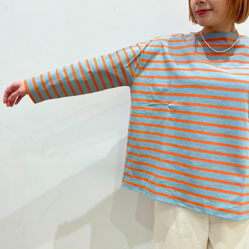 上品なスタイル ルミノア オールボーダー 薄手9分袖 トップス