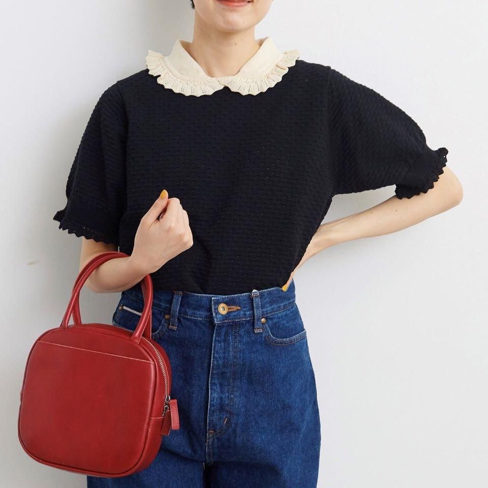 オーダー分≫≫≫ちゃおり様 CHILD WOMAN - 40/2強撚綿すかし編み えり付き半袖プルオーバー