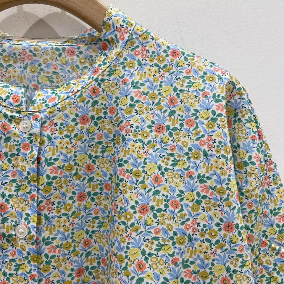 Parkes - スタンドカラー7分袖シャツ【リバティコレクション