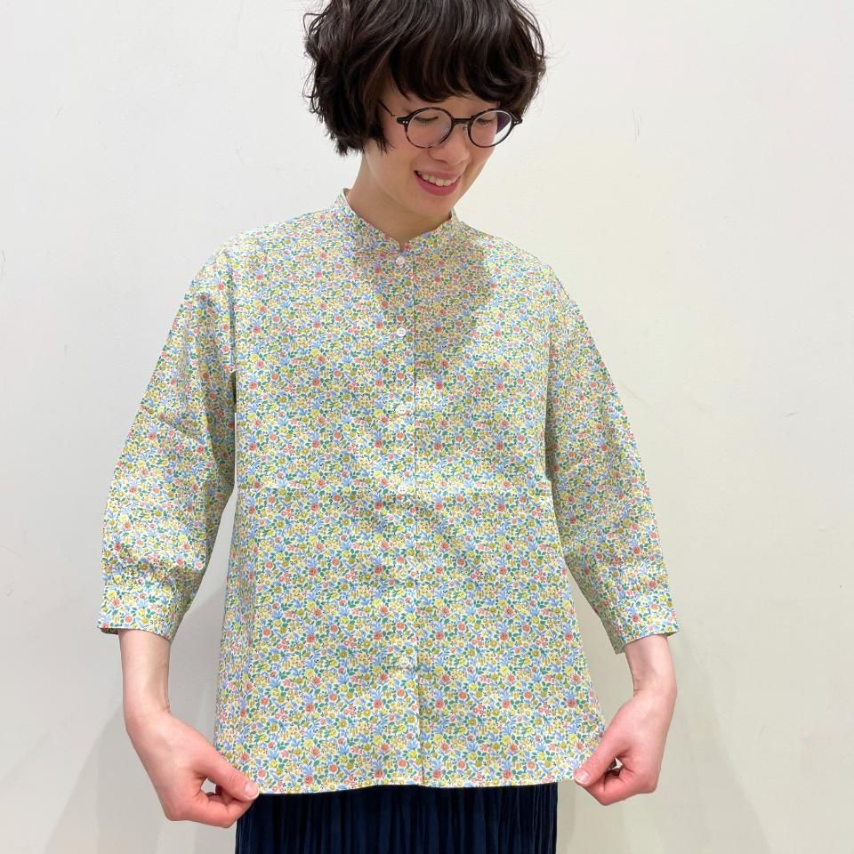 Parkes - スタンドカラー7分袖シャツ【リバティコレクション