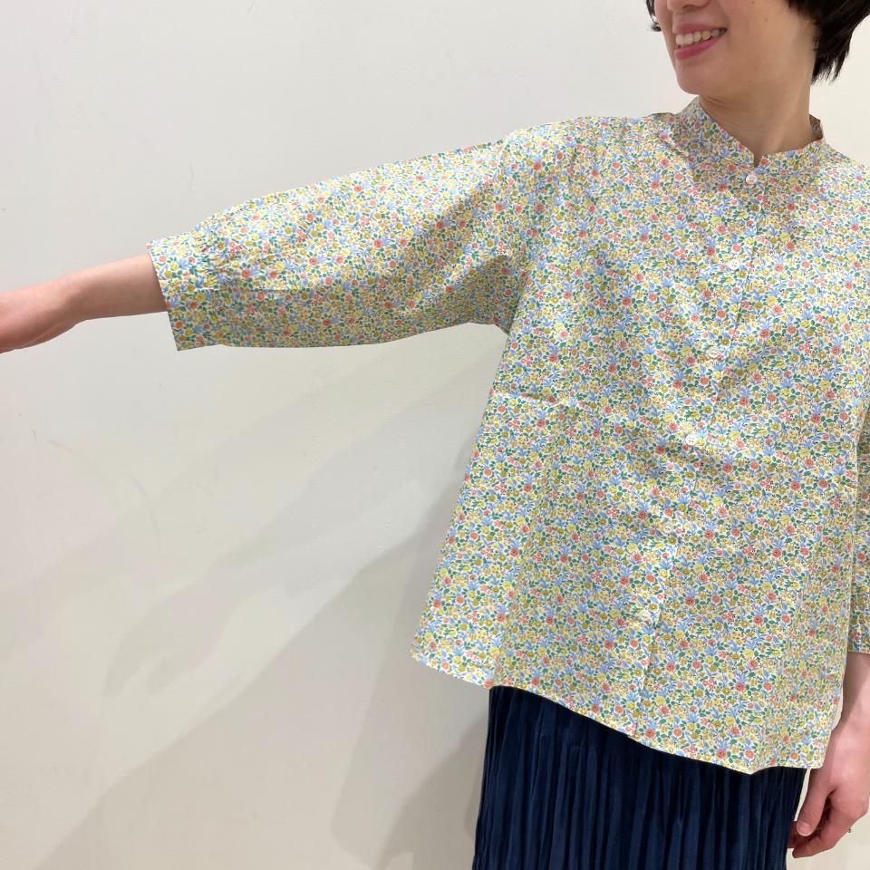 Parkes - スタンドカラー7分袖シャツ【リバティコレクション