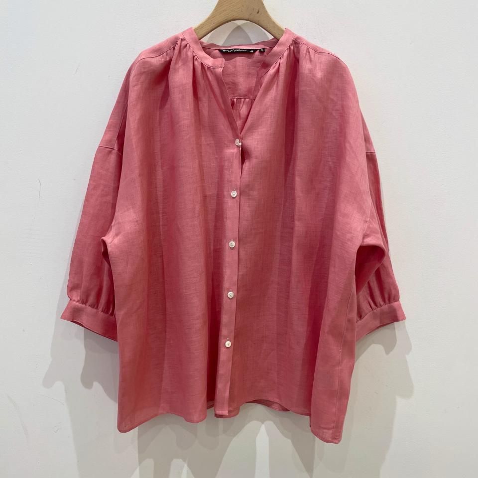 J.sloane - Wash Linen ギャザードロップショルダー7分袖シャツ J.sloane - Wash Linen ギャザードロップショルダー7分袖シャツ