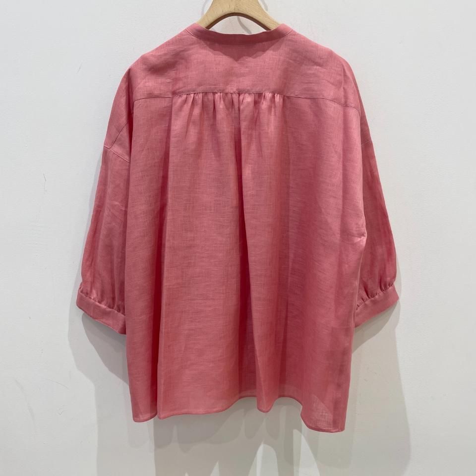 週末限定お値下げ　新品・未使用J. Sloane 半袖シャツ ベージュ J.sloane - Wash Linen ギャザードロップショルダー7分袖シャツ
