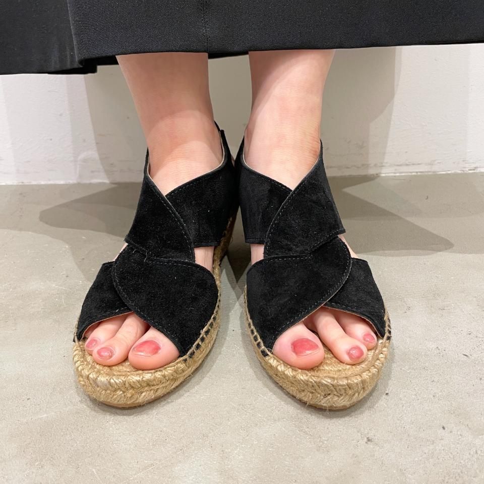 試着のみ カルザノール リバティ柄 ウェッジソールサンダル
