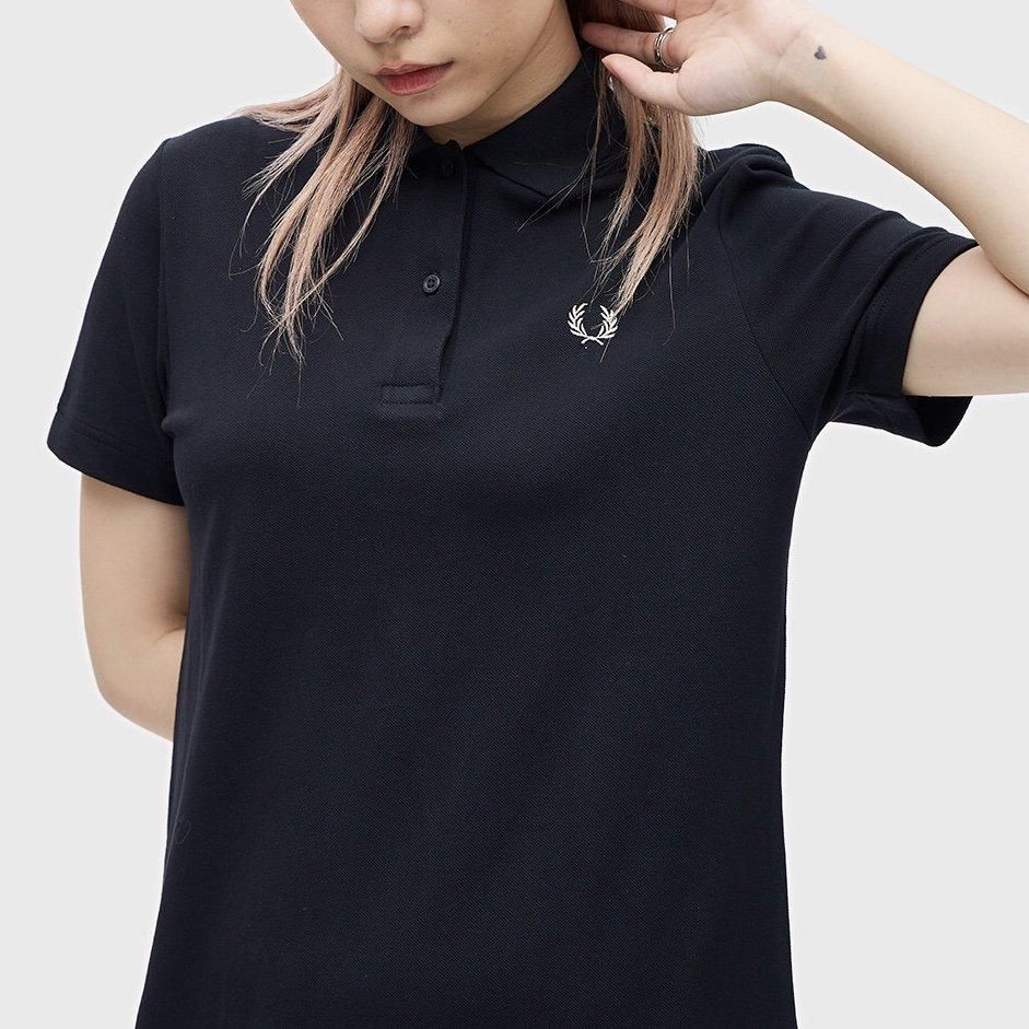 FRED PERRY♡Split Detail Pique Dress ブラック FRED PERRY - Split Detail Pique Dress (D3174) 正規取扱商品