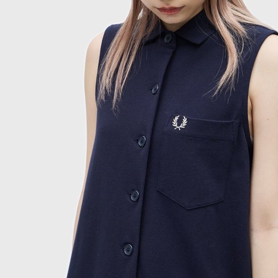 FRED PERRY - Button-Through Pique Shirt Dress (D7179) 谷