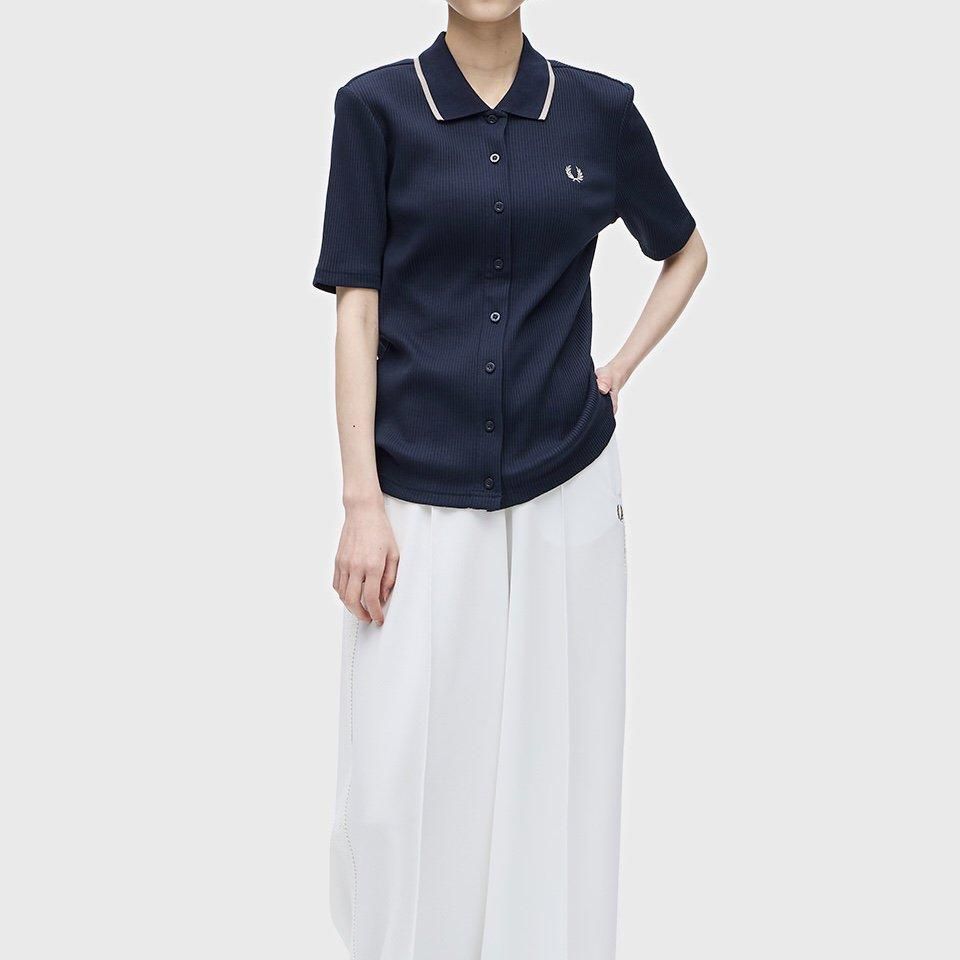 トップス FRED PERRY Ribbed Button-Through Top トップス FRED PERRY Ribbed Button-Through Top Button Through
