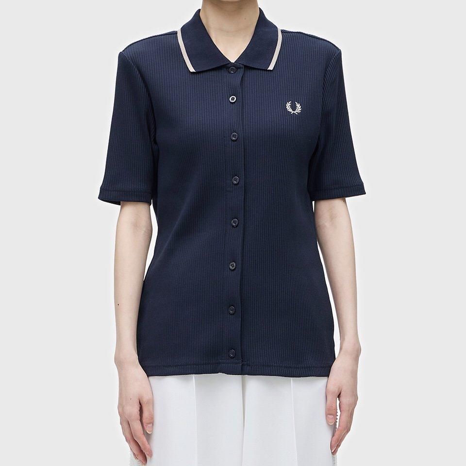 トップス FRED PERRY Ribbed Button-Through Top トップス FRED PERRY Ribbed Button-Through Top Button Through
