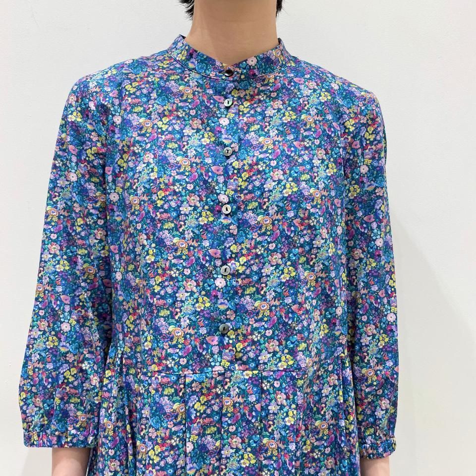 新品 J.sloane LIBERTY 花柄 コットン 水色 ワンピース