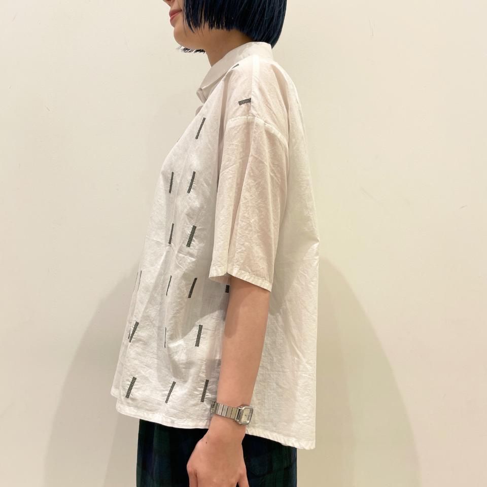 ブラウス シャツ sosotto スティック刺繍 ちび衿5分袖ブラウス レディース セール】sosotto スティック刺繍 ちび衿5分袖ブラウス（シャツ
