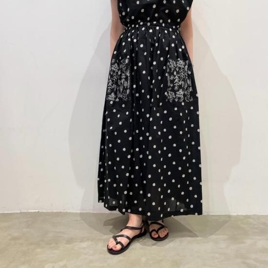 SARAHWEAR - Flower Dots Embroidery Pocket SkirtC21811