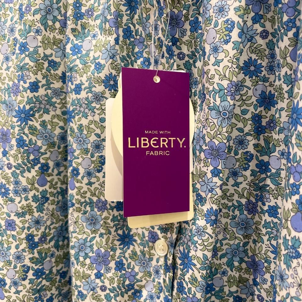 パークス×リバティ　長袖シャツ　スタンドカラー　ケイティアンドミリー　グリーン パークス×リバティ 長袖シャツ スタンドカラー ケイティアンド