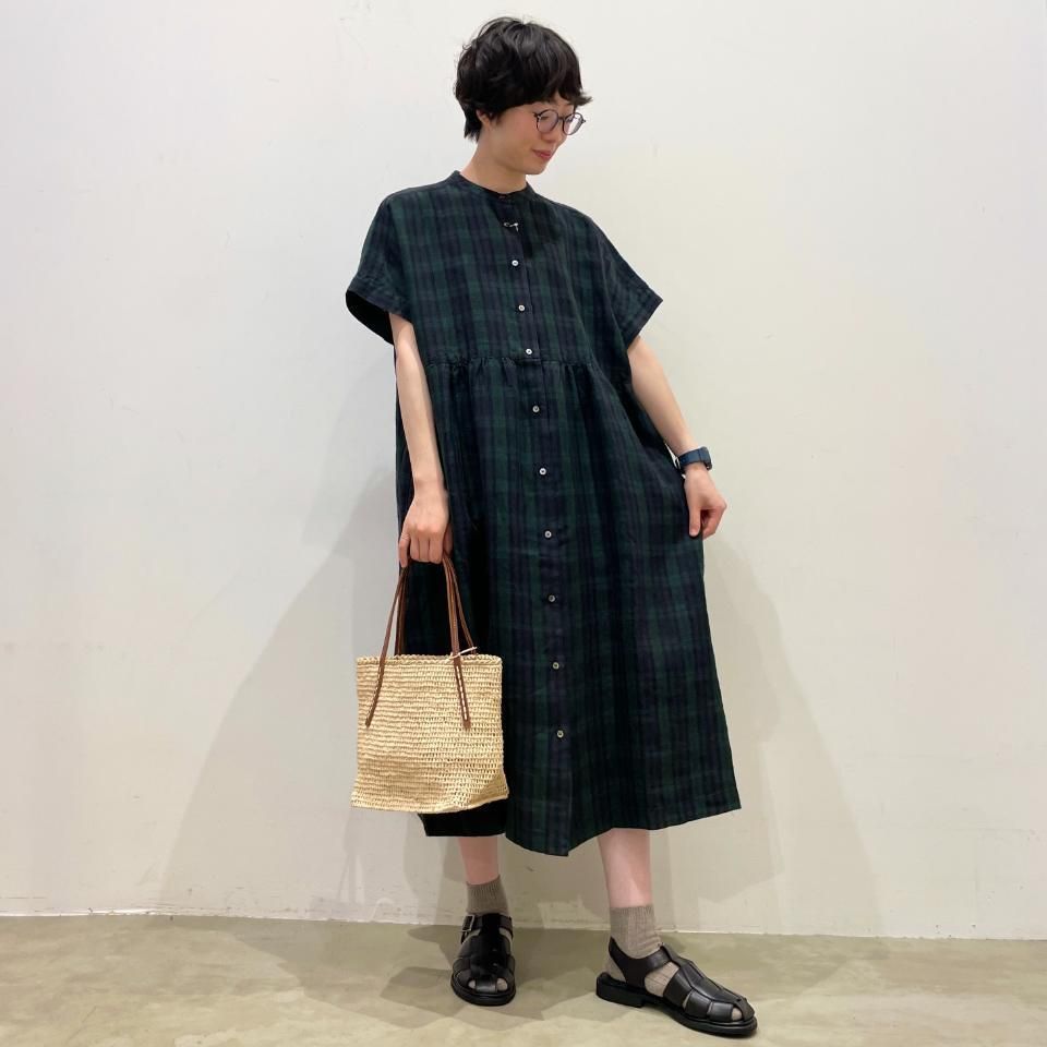 Parkes - リネンチェック ウエスト切替ワンピース（PY2422013