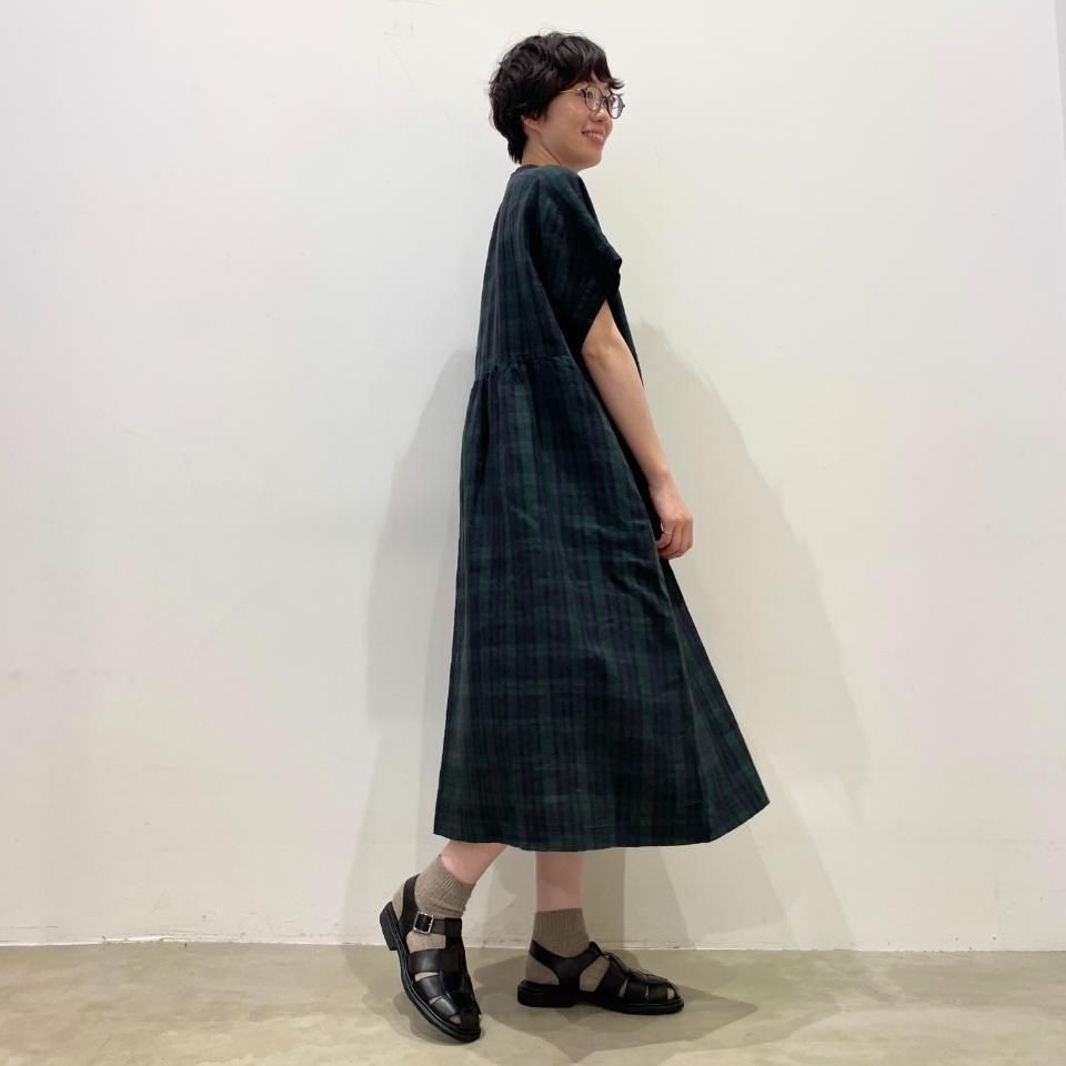 Parkes - リネンチェック ウエスト切替ワンピース（PY2422013