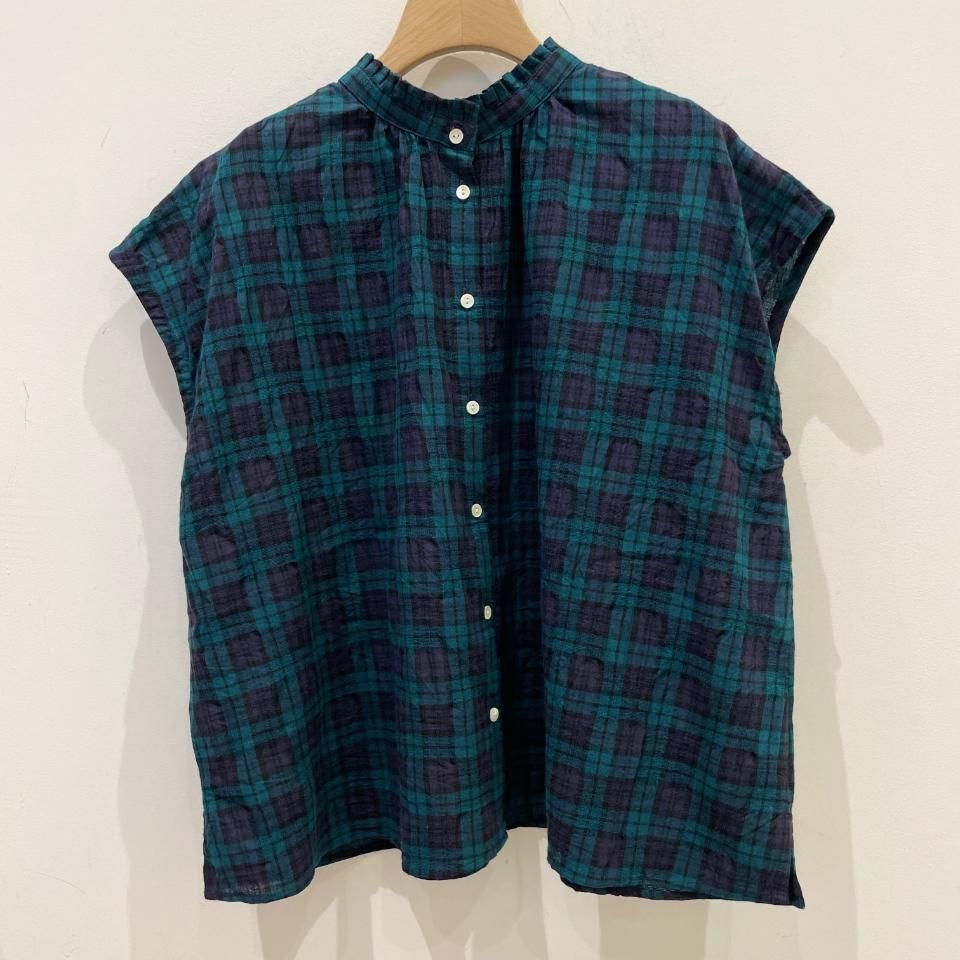 【未使用・タグ付き】heve ブラウス フリーサイズ　ネイビー B.C STOCK ブラウス シャツ 手洗い可 / ボイル2WAYギャザー