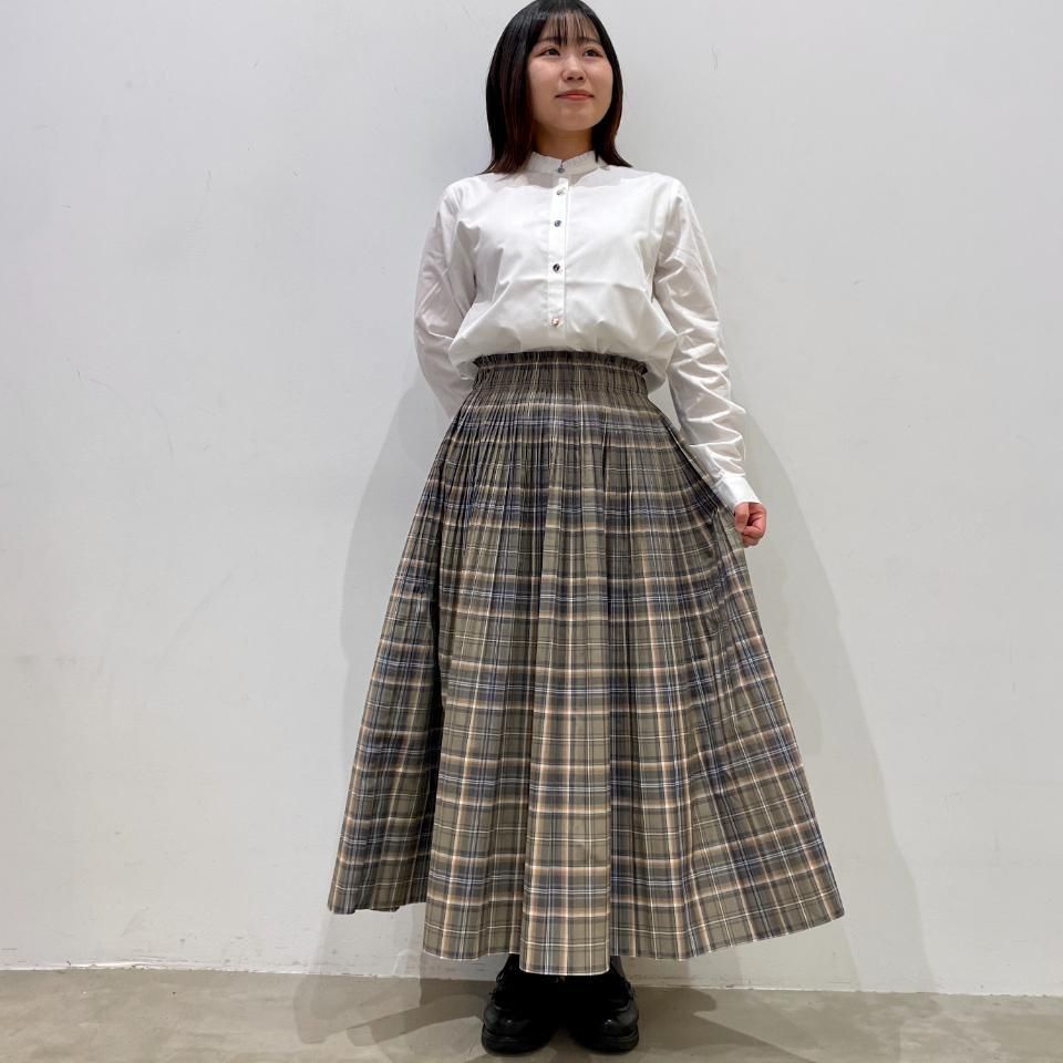 J.Sloane 日本製　プリーツチェック柄ロングスカート　青 J.sloane|大人かわいい！チェック柄消しプリーツスカート