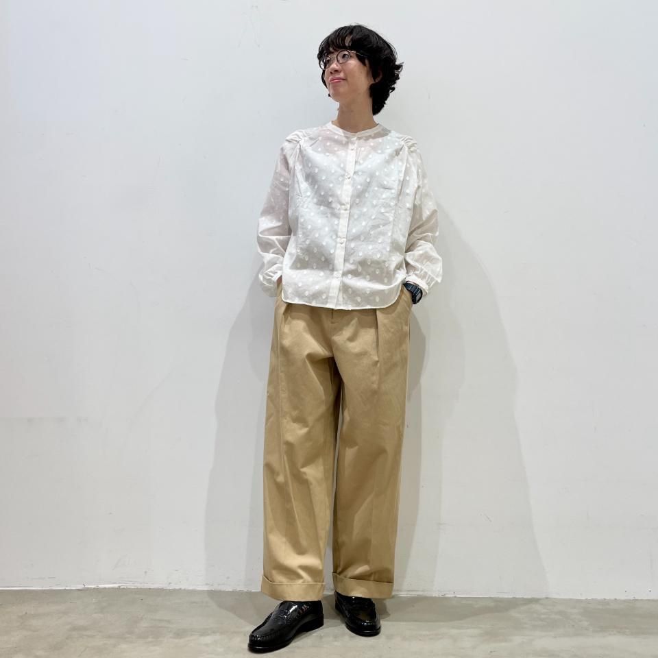 SARAHWEAR - ＜Sumire＞ Polka Dot Dobby Yoke Gathered Blouse