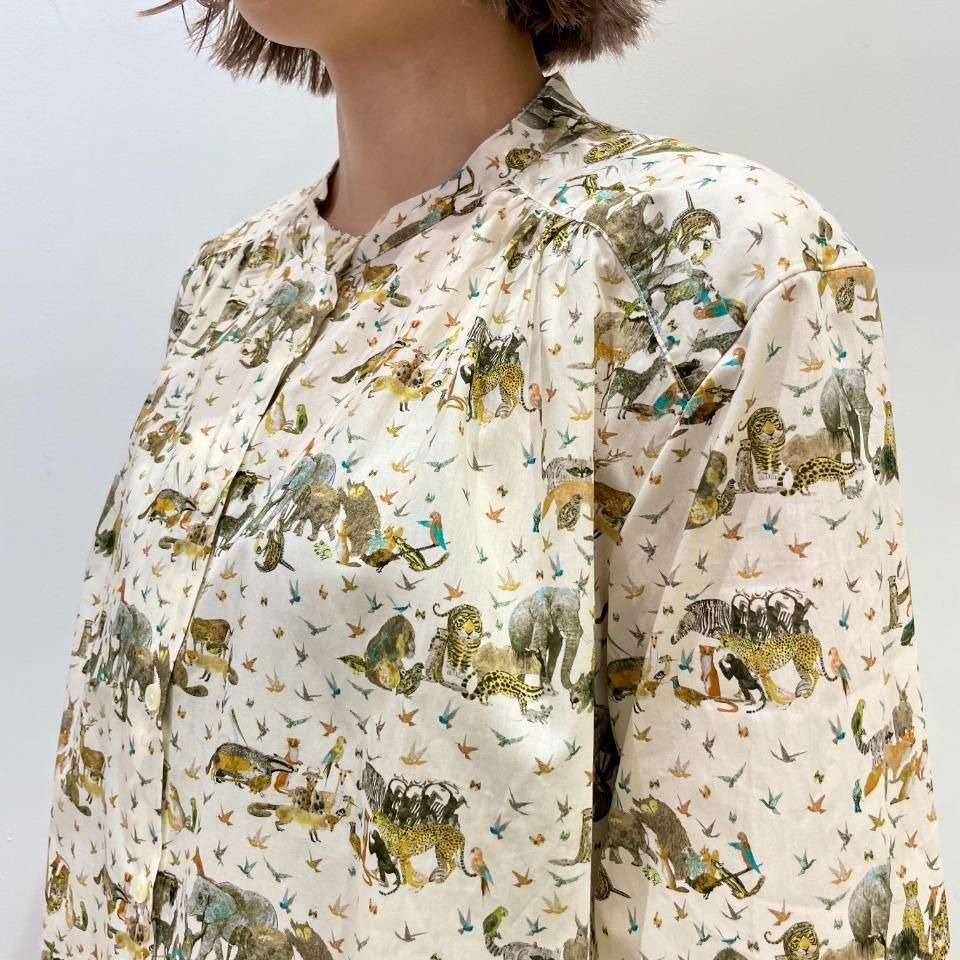Parkes - ヨーク切替マオカラーブラウス 【リバティコレクション