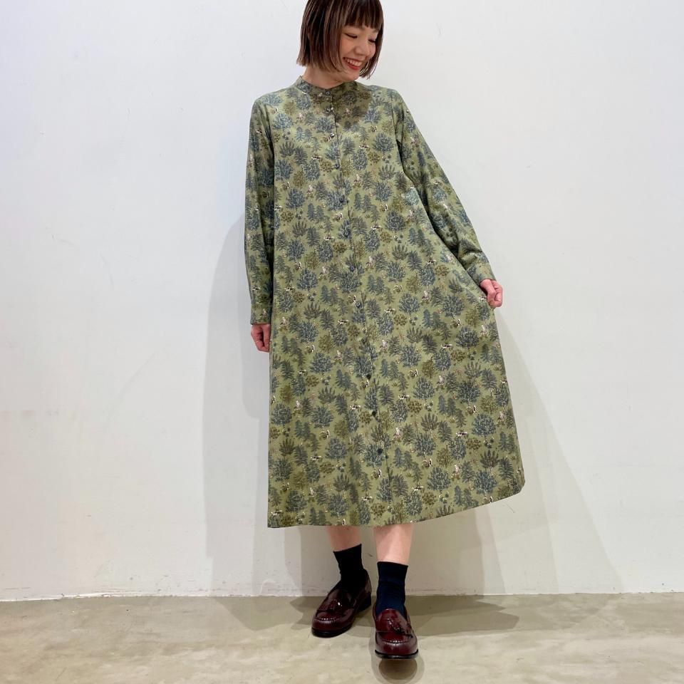 Parkes - 30/ビエラ オオカミの森柄 シャツワンピース