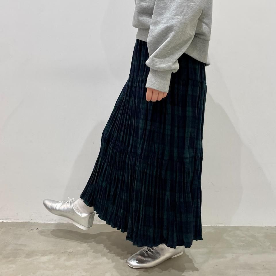 【最終価格】試着のみ ROKH  スタッズ付きスカート 38 Rockmount - Wool Tweed Check 3段ティアードスカート（正規取扱商品