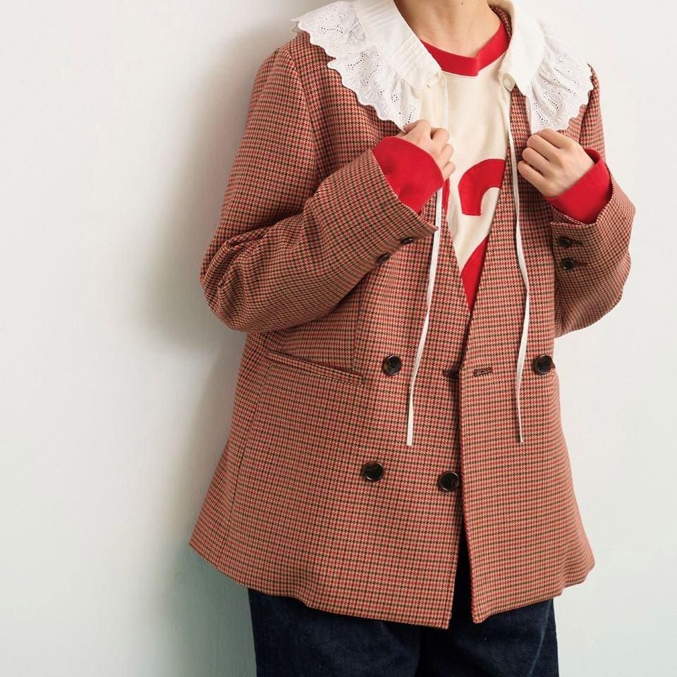 CHILD WOMAN - 2/30グミ加工 レトロ千鳥柄 ジャケット CHILD WOMAN - 2/30グミ加工 レトロ千鳥柄 ジャケット