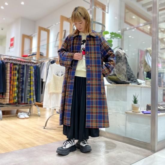 SARAHWEAR - LilaWool Nylon Tartan Soutiencollar CoatC60235