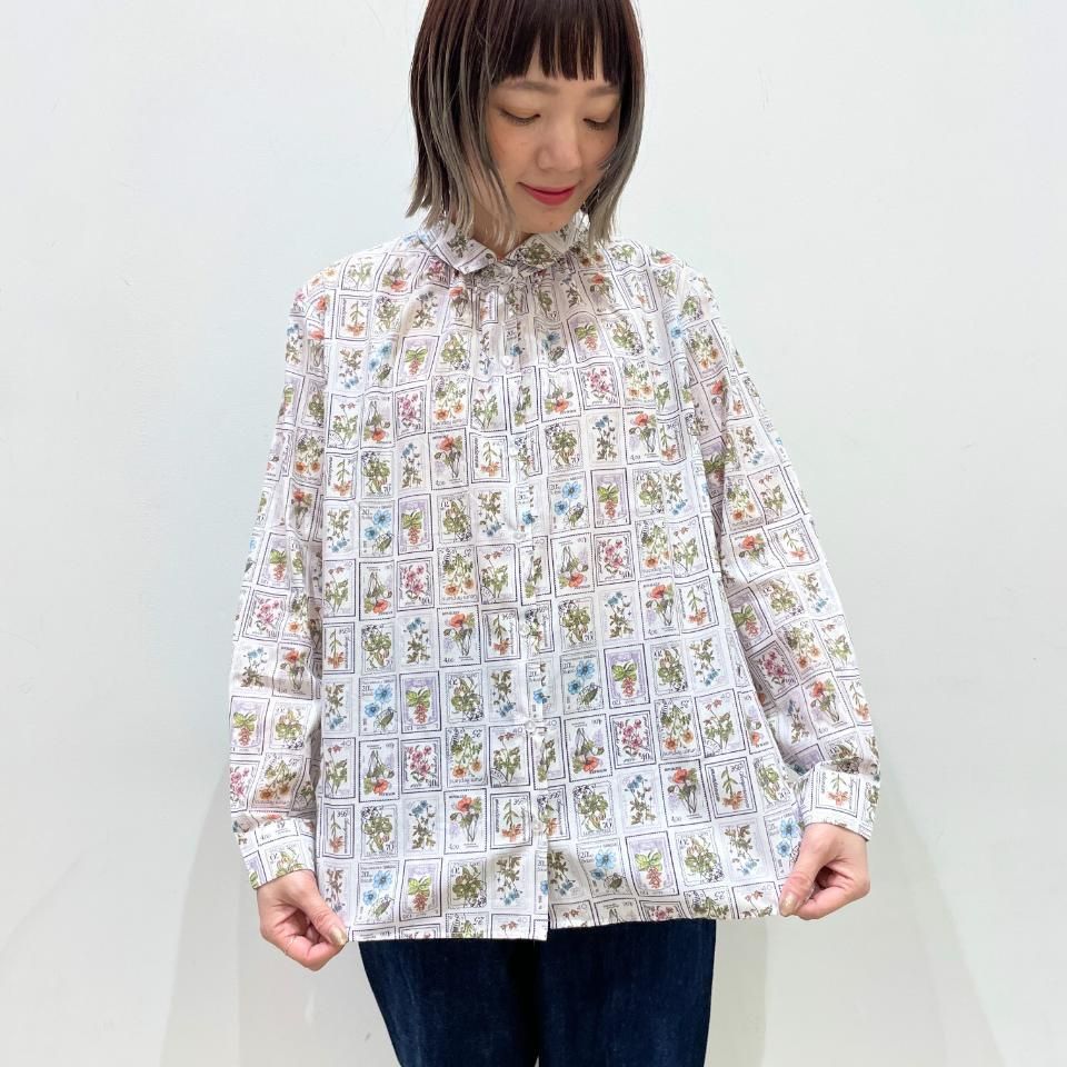 J.Sloane - 60ローン 花切手柄 ベーシック角襟ブラウス（SN2432014