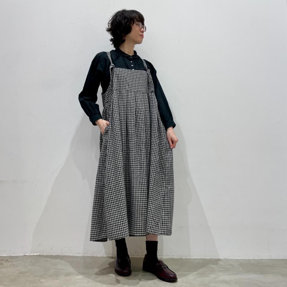 ina - ウエスト切替 タック チェック柄キャミワンピース（244108