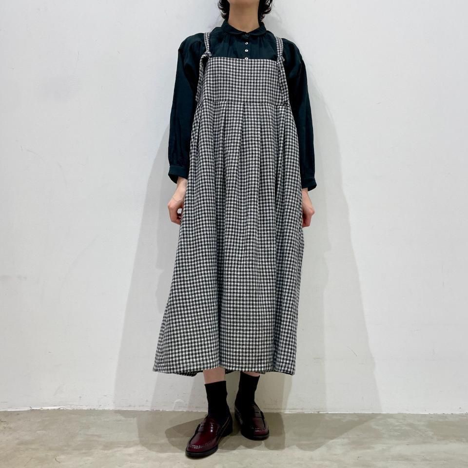 ina - ウエスト切替 タック チェック柄キャミワンピース（244108