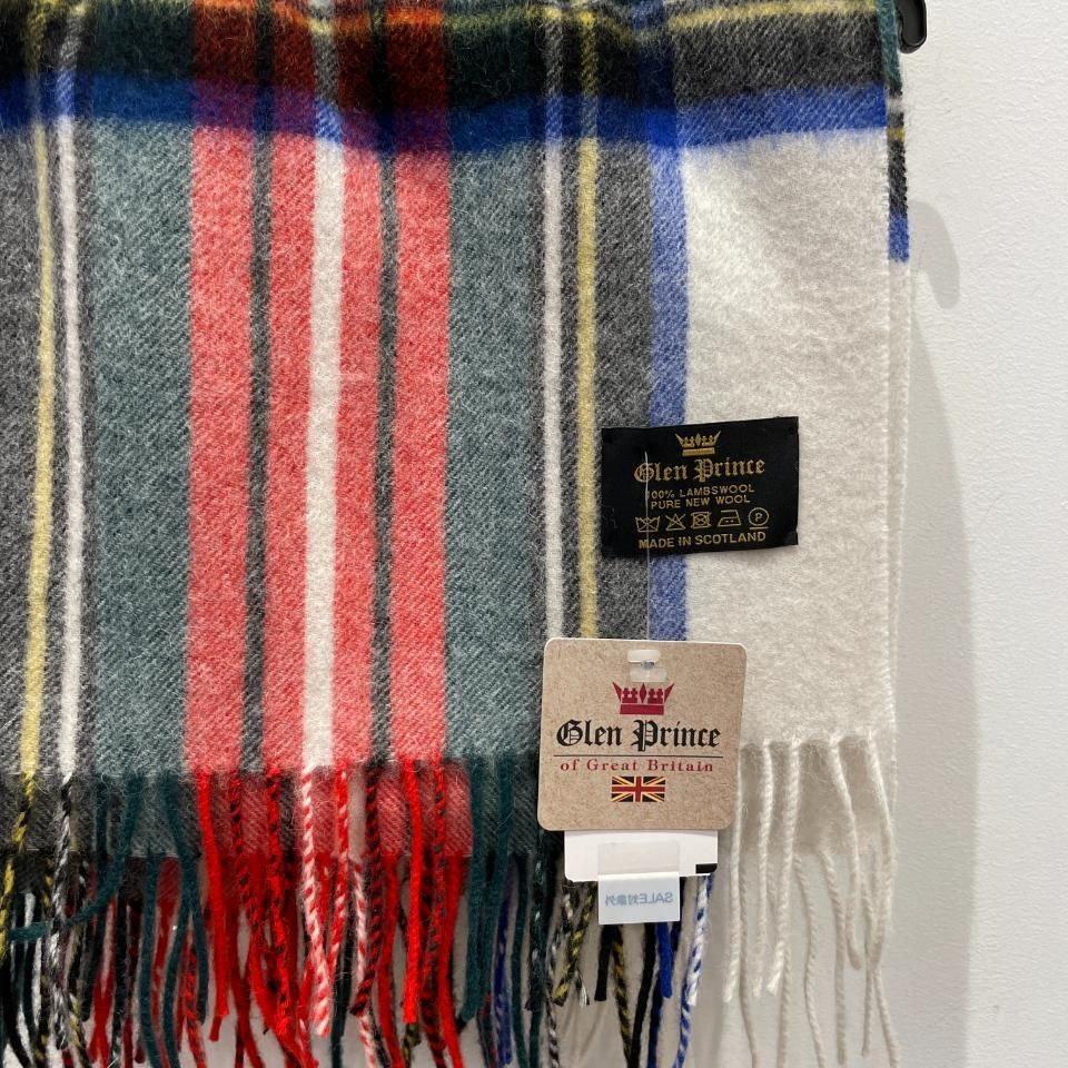 Glen Prince バイカラーチェック柄ウールストール Glen Prince - ラムズウール チェックストール（LW-1）正規取扱商品