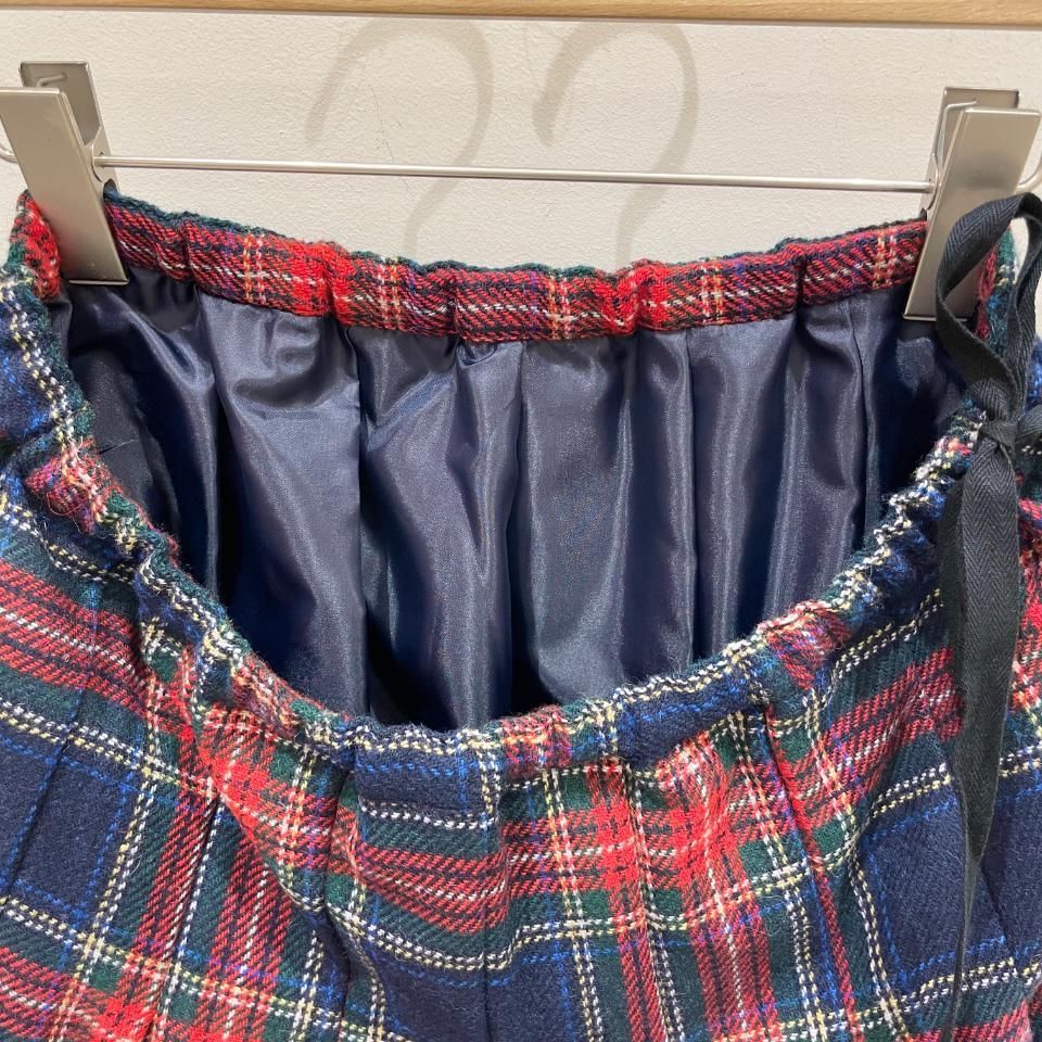 ina - ウエスト外紐付き チェックタックスカート（244125