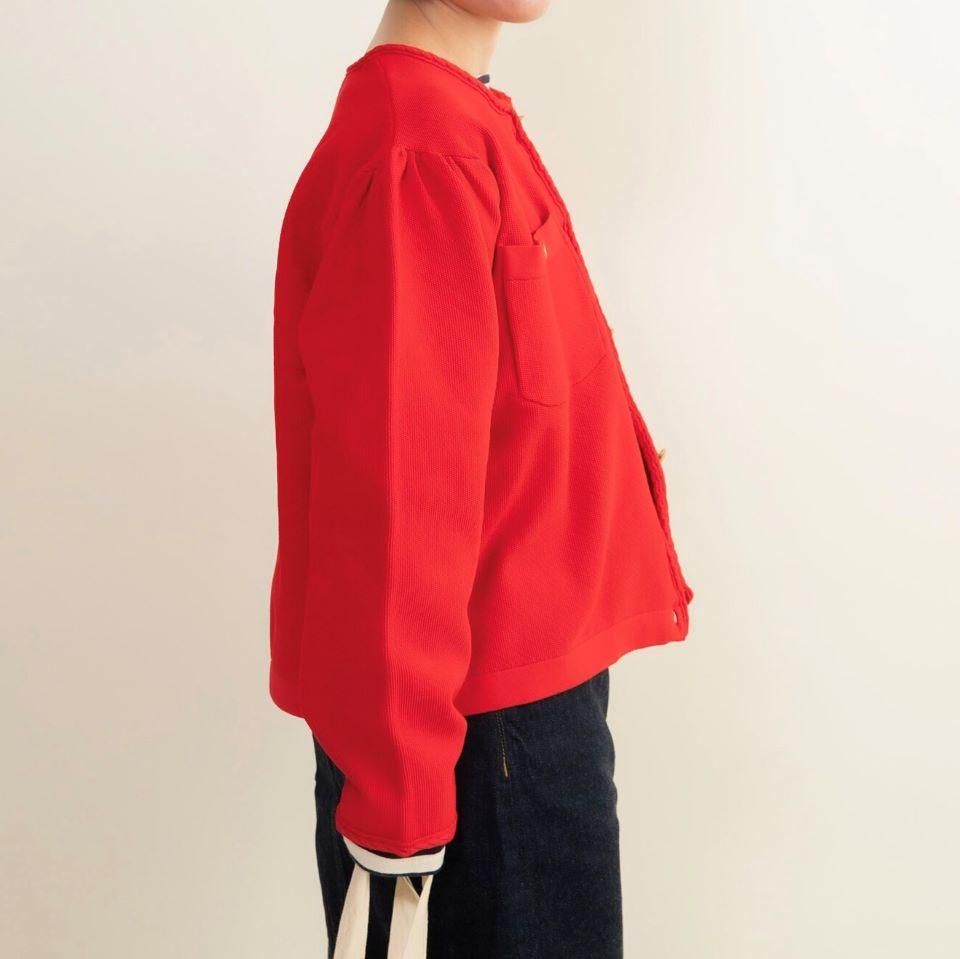 CHILD WOMAN - かのこ編み 金ボタンパフスリーブ カーディガン