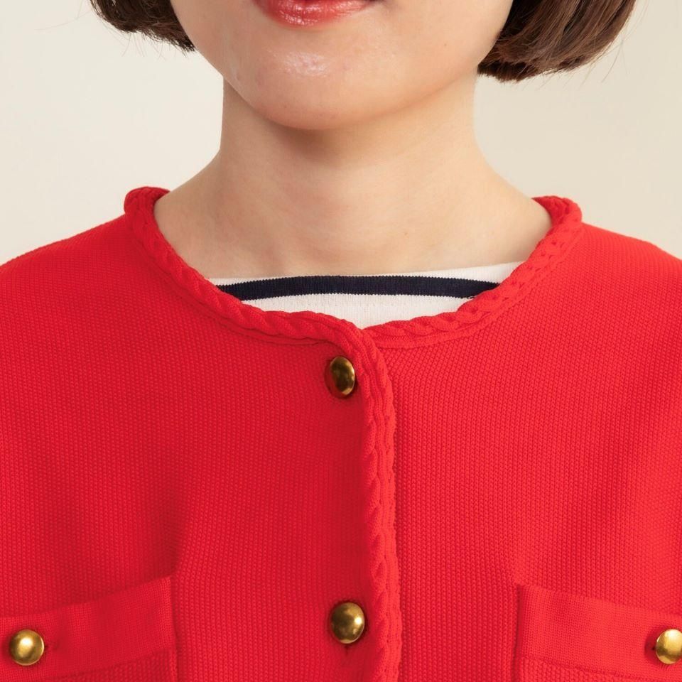 CHILD WOMAN - かのこ編み 金ボタンパフスリーブ カーディガン