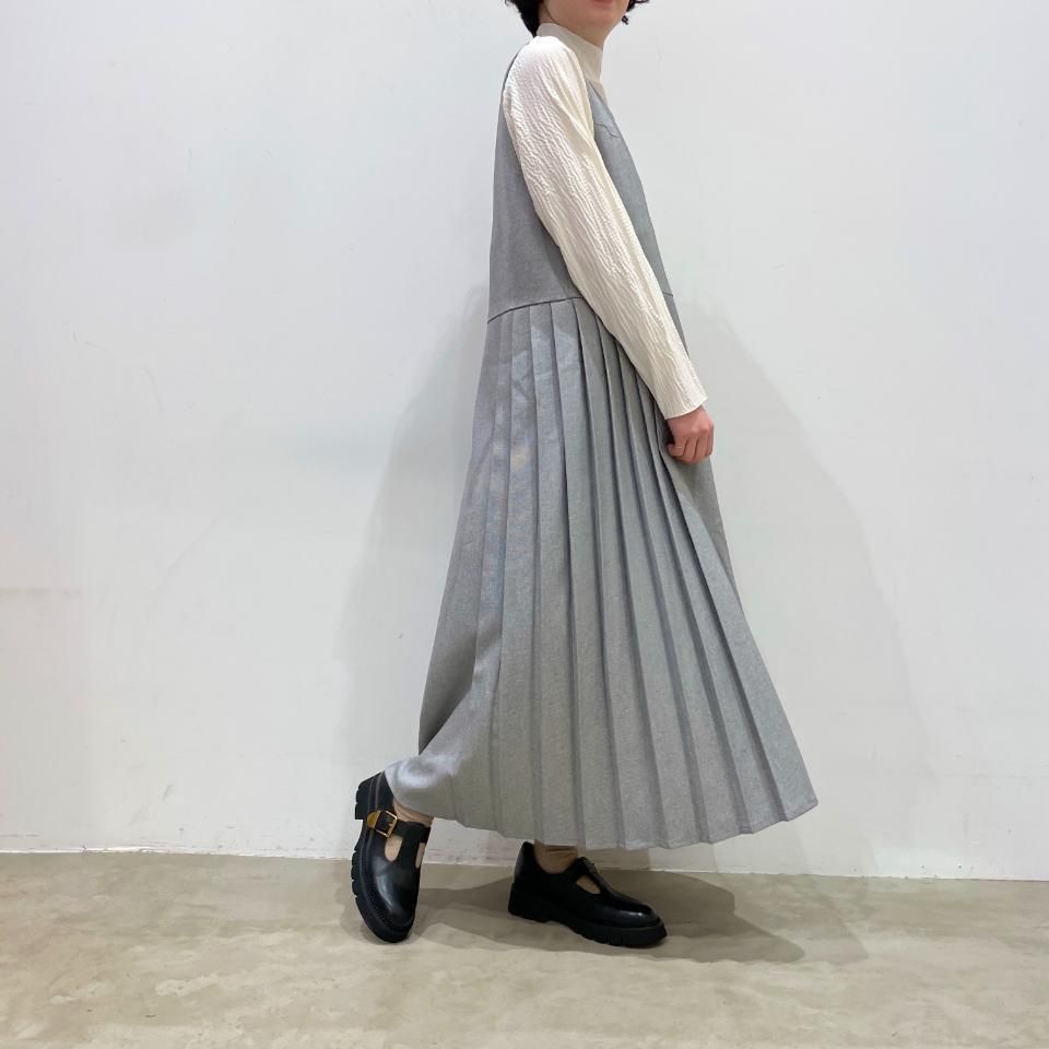 sosotto - 麻見えプリーツノーカラーワンピース（42472428
