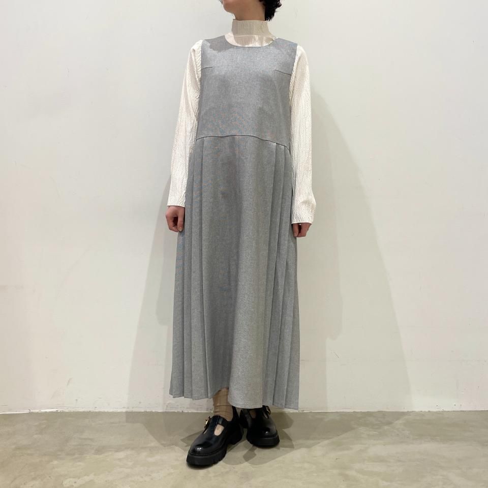sosotto - 麻見えプリーツノーカラーワンピース（42472428