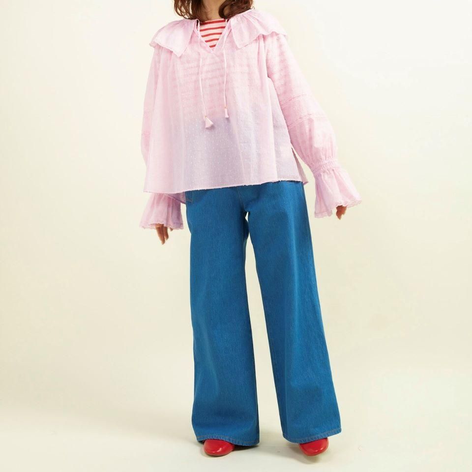 Dot and stripes CHILD WOMAN フリルブラウス CHILD WOMAN - ＜Dot and Stripes＞スノウカットドビー ギャザー