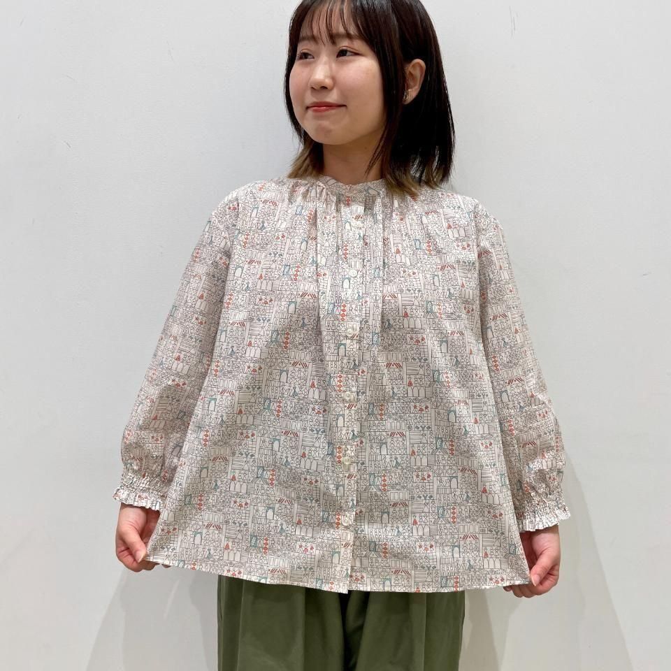 Parkes - シャーリング袖ふんわり 7分袖ブラウス 【リバティ