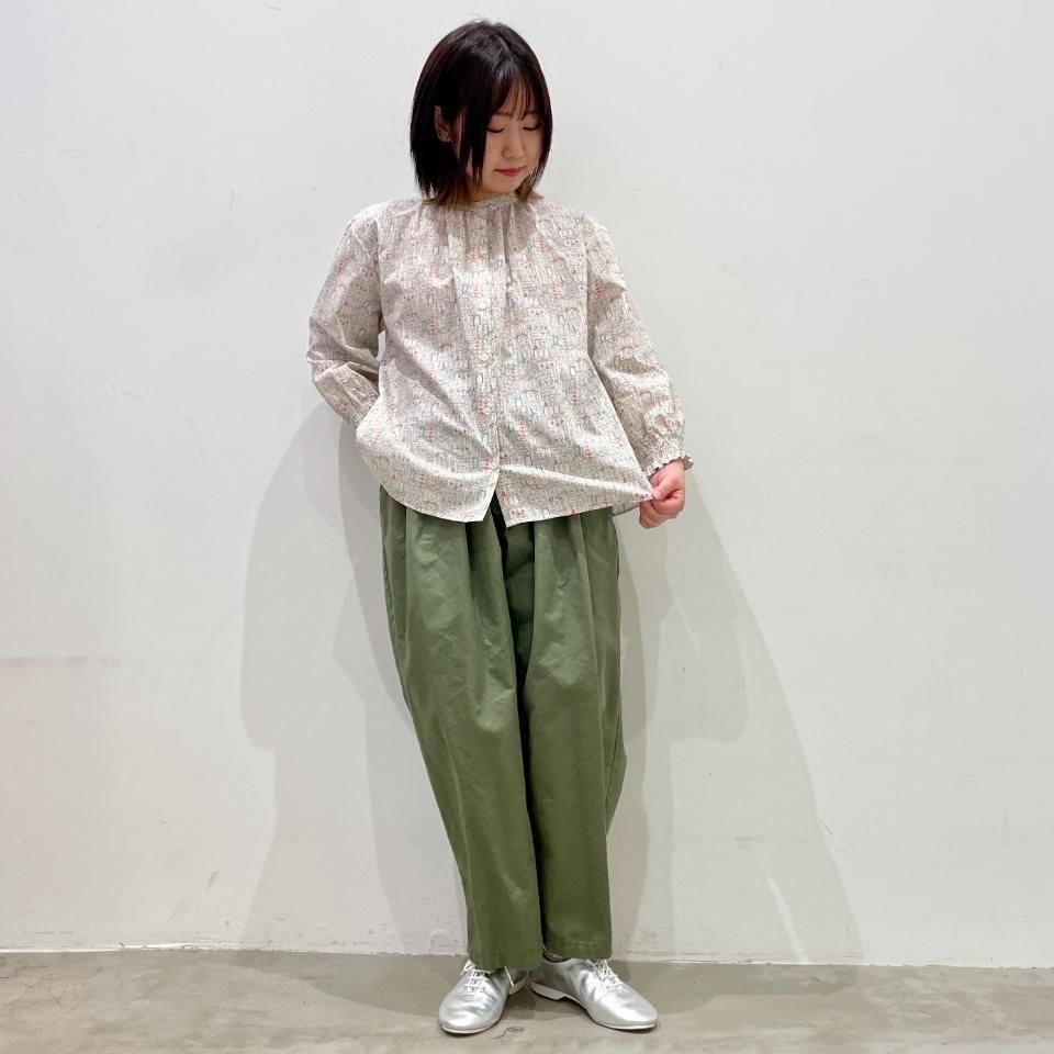 Parkes - シャーリング袖ふんわり 7分袖ブラウス 【リバティ