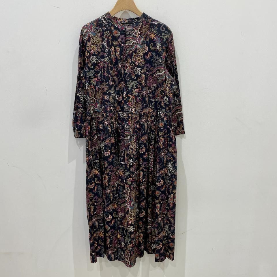 J.sloane - キーネック すっきり見え7分袖ワンピース【リバティ