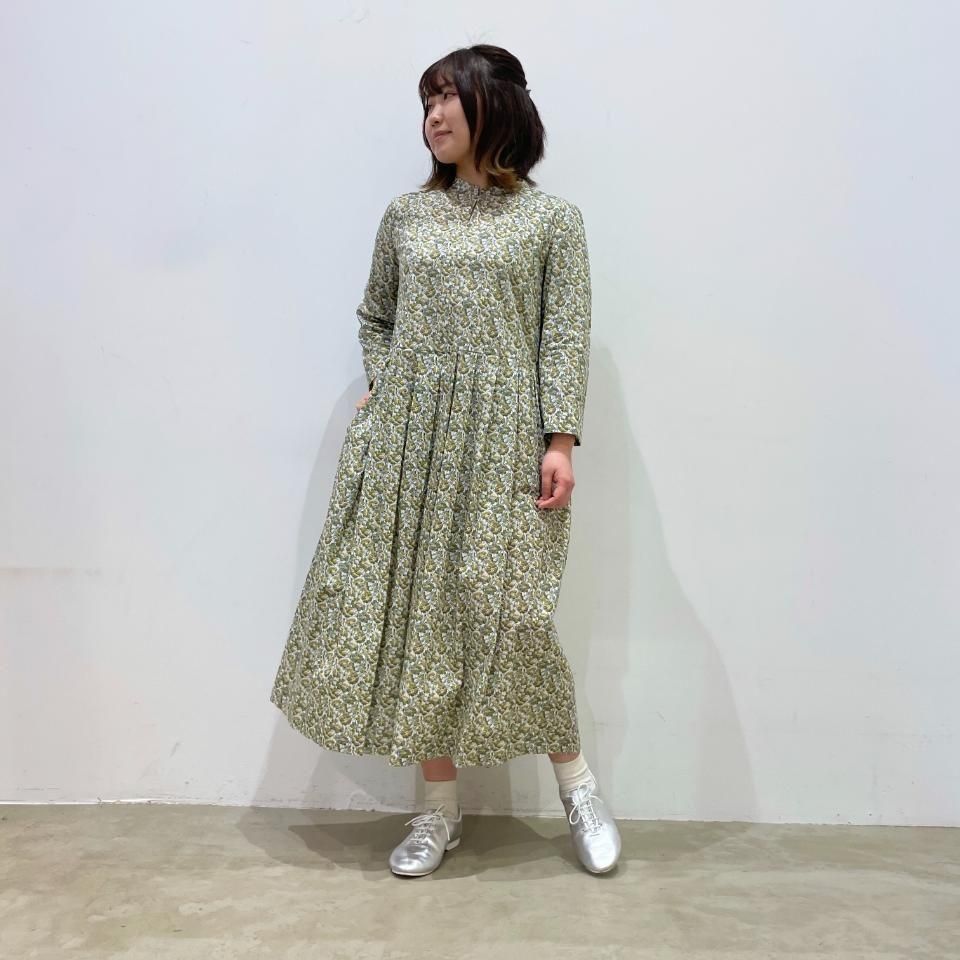 J.sloane - キーネック すっきり見え7分袖ワンピース【リバティ