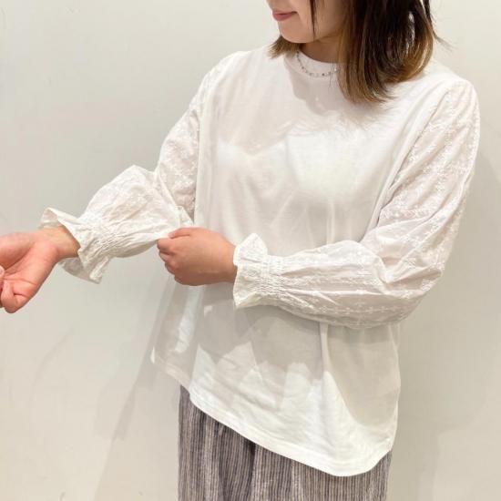 sosotto - 32/2天竺袖クロスステッチ刺繍7分袖（42511122
