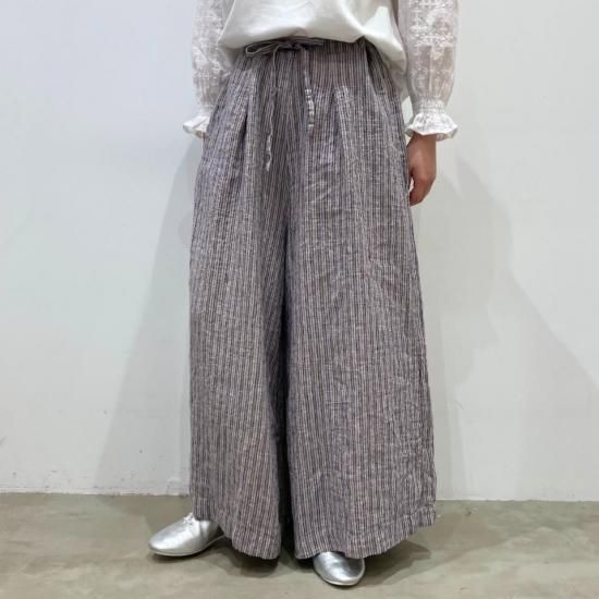 SARAHWEAR - TamiyoMini Check Linen Cloth Hakama PantsC30561