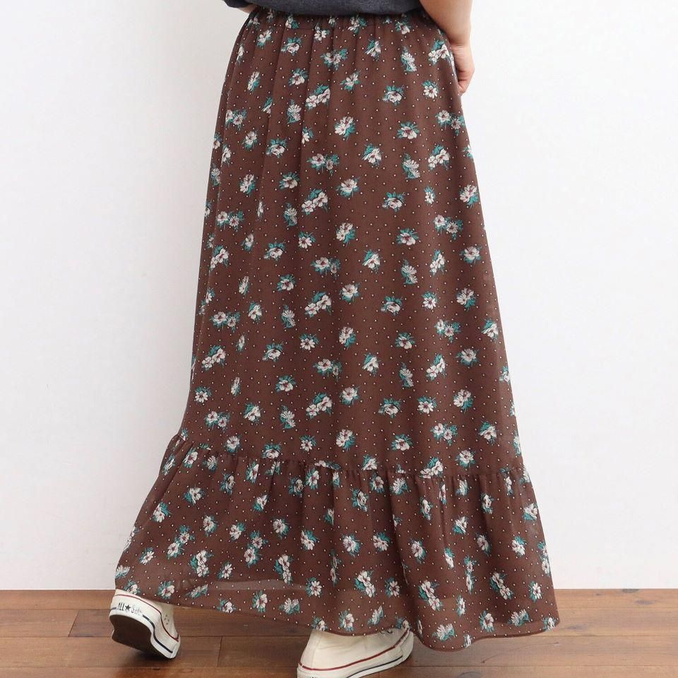 CHILD WOMAN - ＜Dot and Stripes＞ ラインフラワープリント 裾フリル