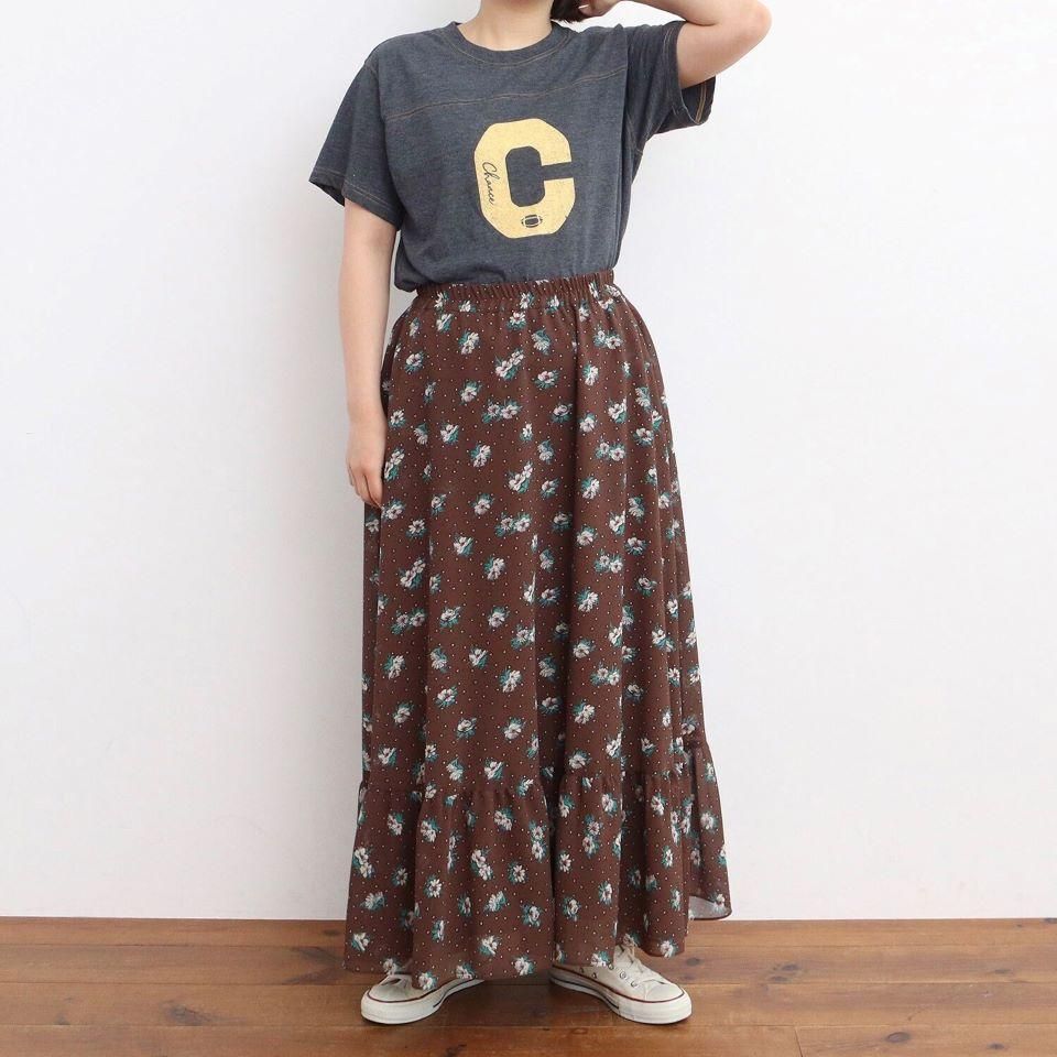 CHILD WOMAN - ＜Dot and Stripes＞ ラインフラワープリント 裾フリル