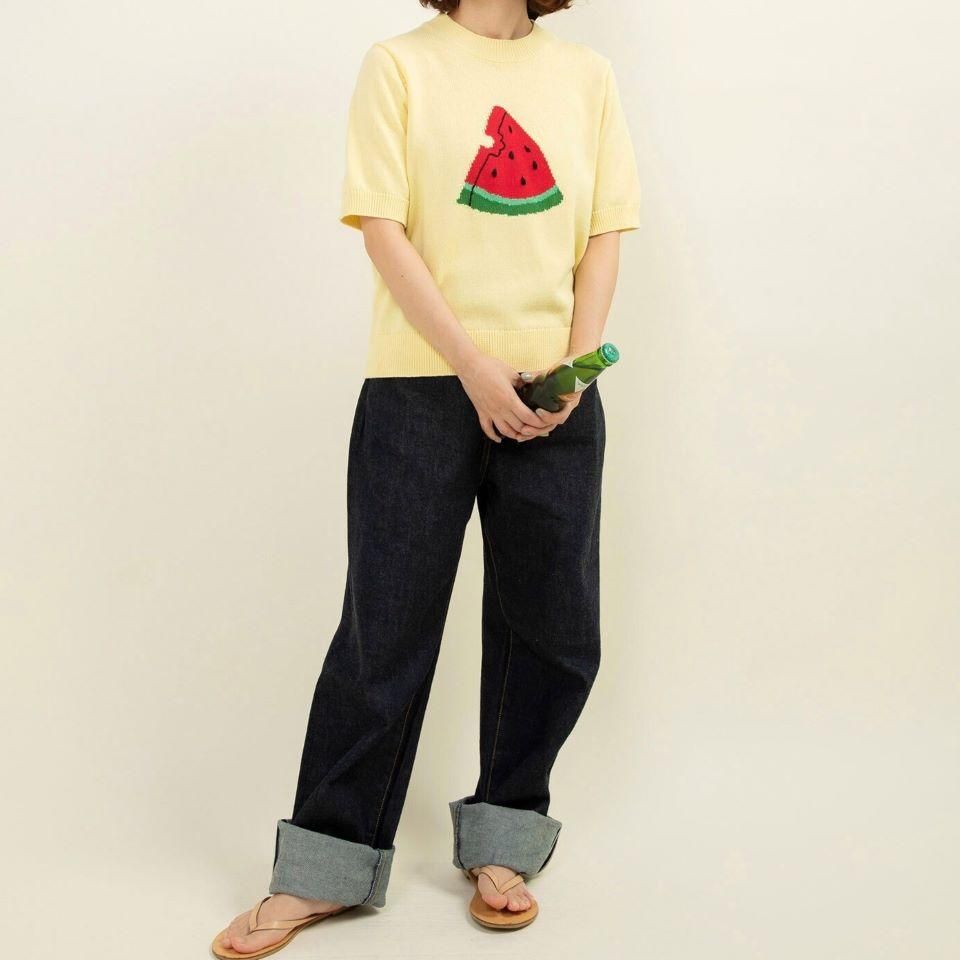 CHILD WOMAN - 2/32 強撚綿すいかインターシャ 半袖プルオーバー