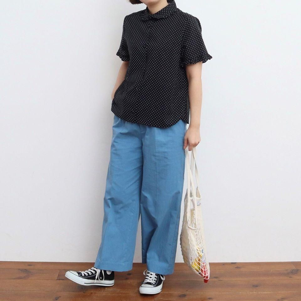 CHILD WOMAN - FINXブロード/綿ローン フリル丸襟半袖ブラウス